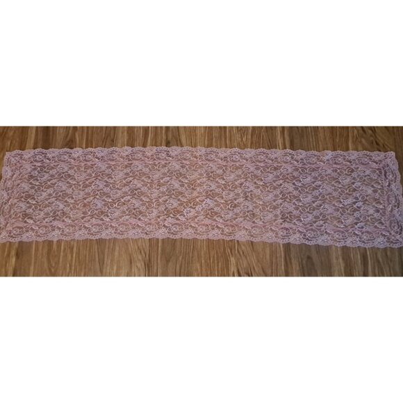 Pink Lace Table Runner Floral Dresser Scarf Long Cottage Country Farmhouse 56x13 - Picture 2 of 3